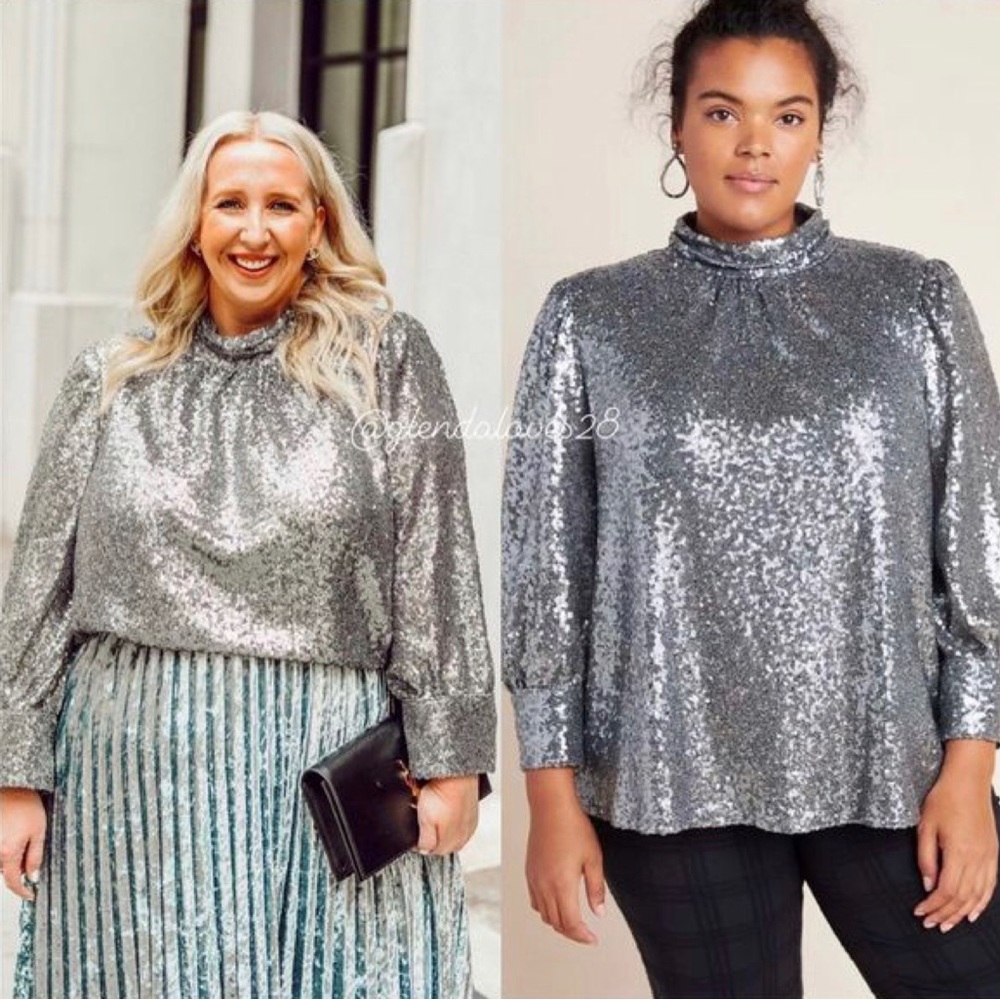 Anthropologie Sunday in Brooklyn Luna silver sequin top